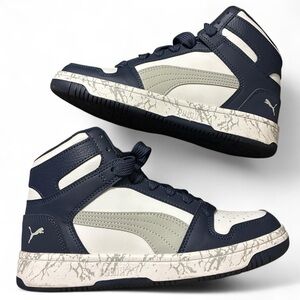 Puma Kids High-Top Sneakers - Navy and Cream